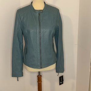 NWT Black Rivet Genuine Leather Cafe Racer Jacket